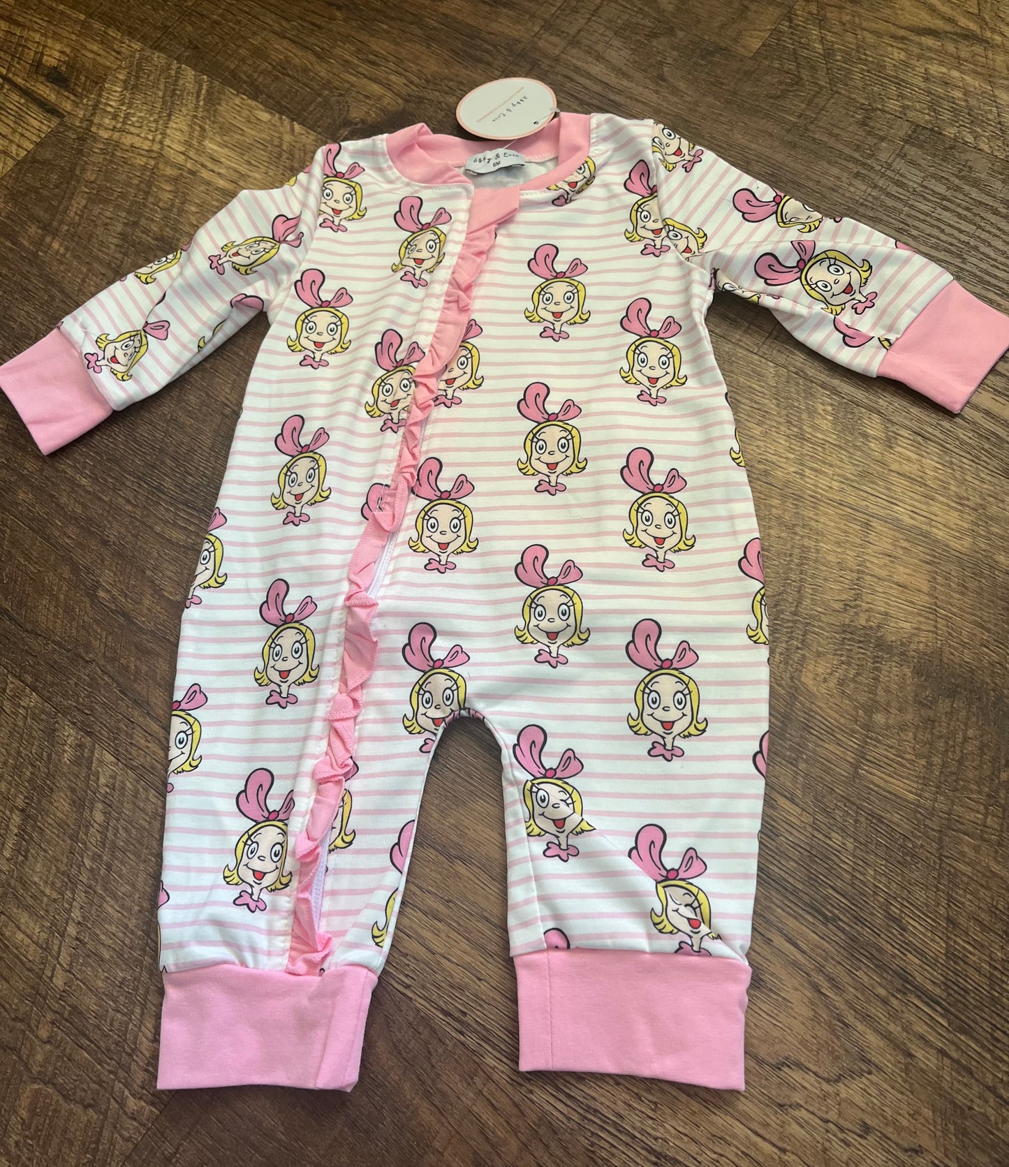 Cindy Lou Sleeper in a Size 12 Month