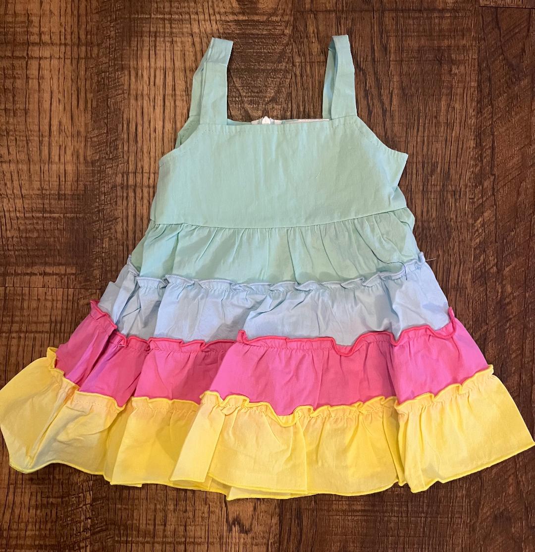 Rainbow Stripe Sleeveless Pastel Toddler Spring/Summer Dress Size 2T