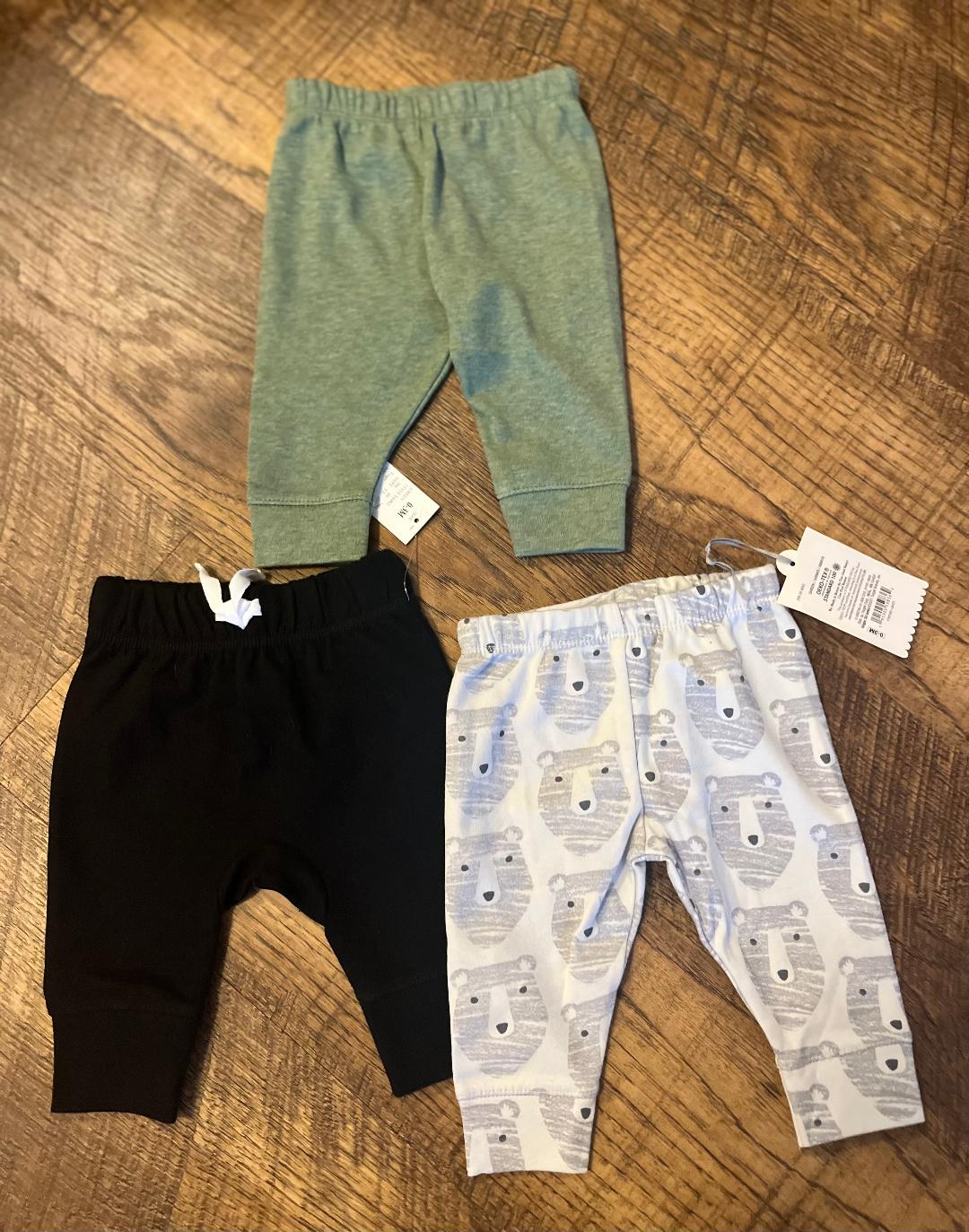 3 pairs of 0-3 Month Infant Pants