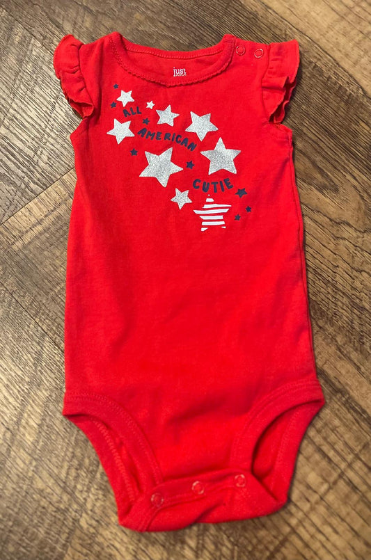 All American Cutie  Red Onesie Size 12 Month