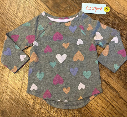 Cat and Jack Long Sleeve Heart Shirt in a Size 12 Month