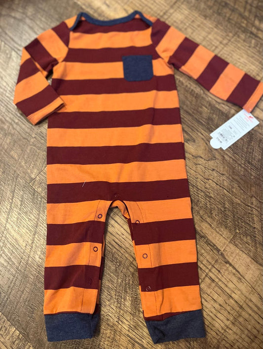 Cat and Jack One Piece Long Sleeve Striped Outfit in a Size 12 Month