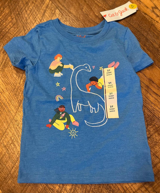 Cat and Jack Short Sleeve Dinosaur Shirt in a 2T