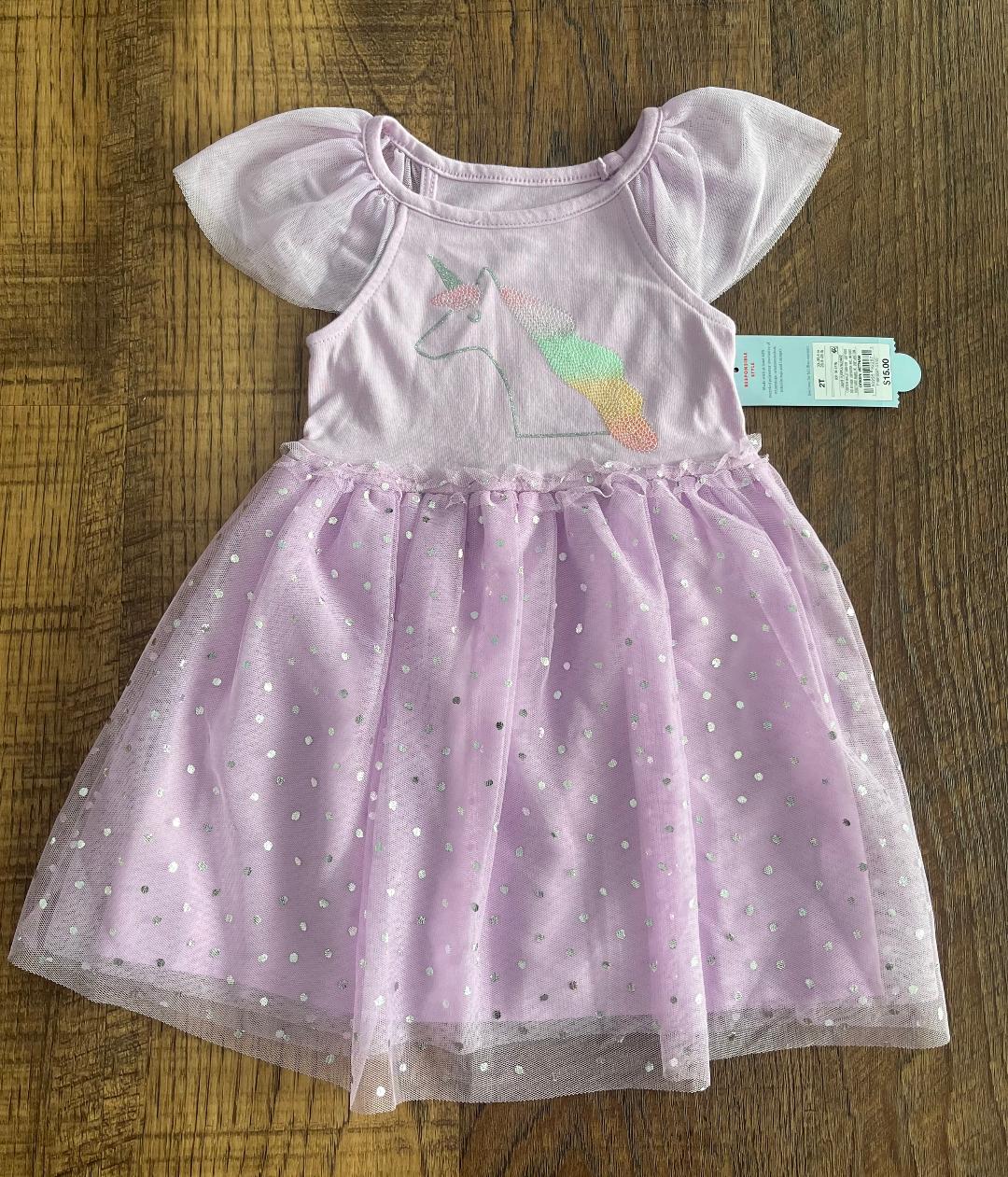 Short Sleeve Purple Unicorn Princess Dress