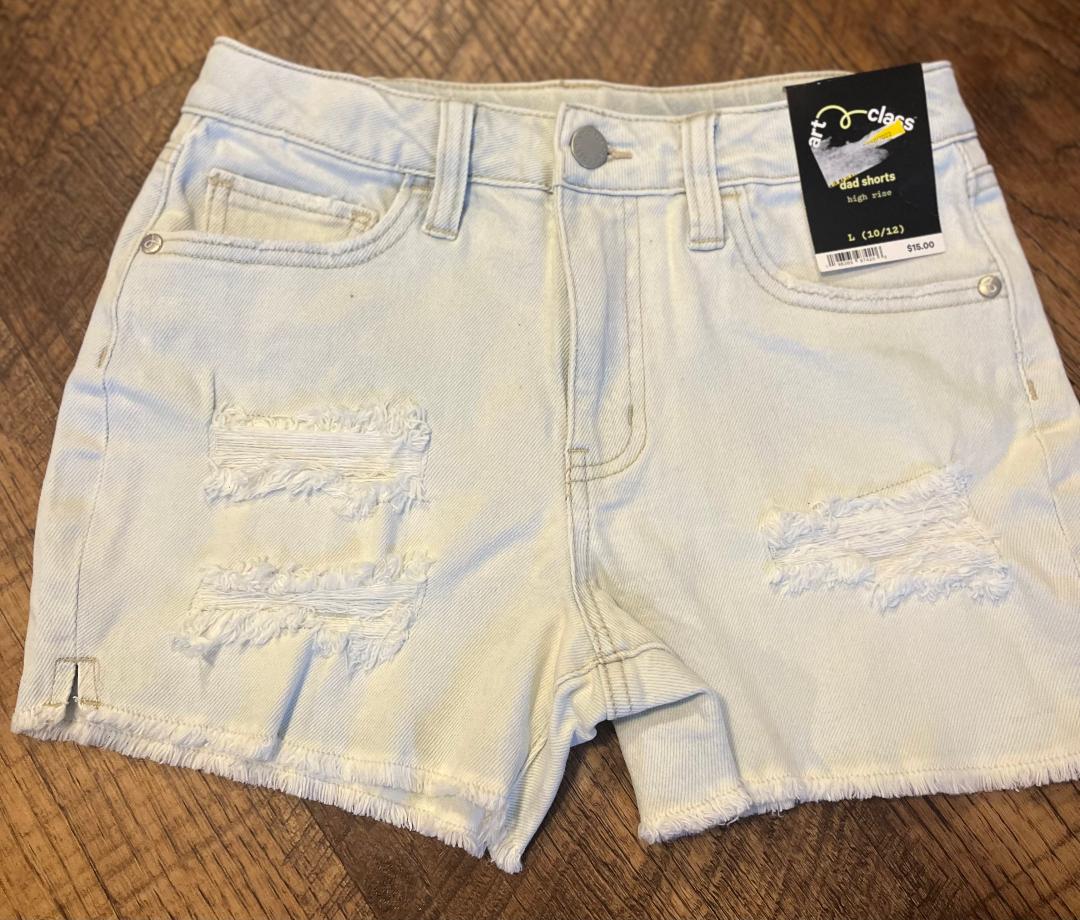 Faded Denim Art Class Cut Off Shorts in a Size 10/12