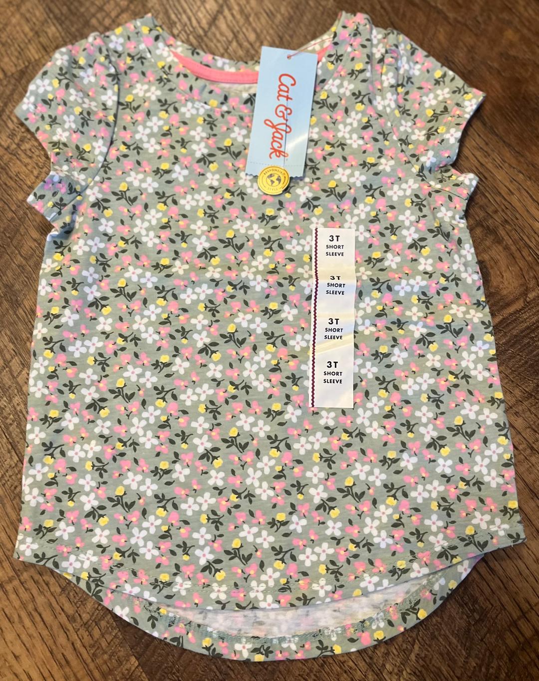 Cat and Jack Floral Size 3T Short Sleeve Shirt