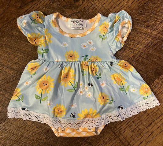 Sunflowers and Bees 0-3 Month Dress