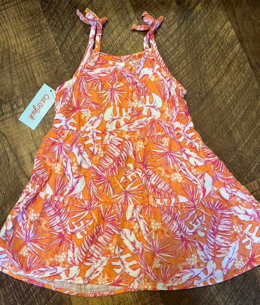 Cat and Jack Floral Orange Dress is in Size 4T