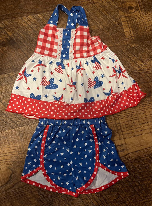 Red White and Blue Short Set in Size 6-12 Month