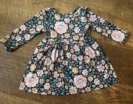 Black Halloween Floral Skater Dress in a Size 12 Month