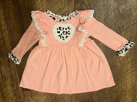 Pink Valentine's Day Leopard Heart Dress in a Size 3T