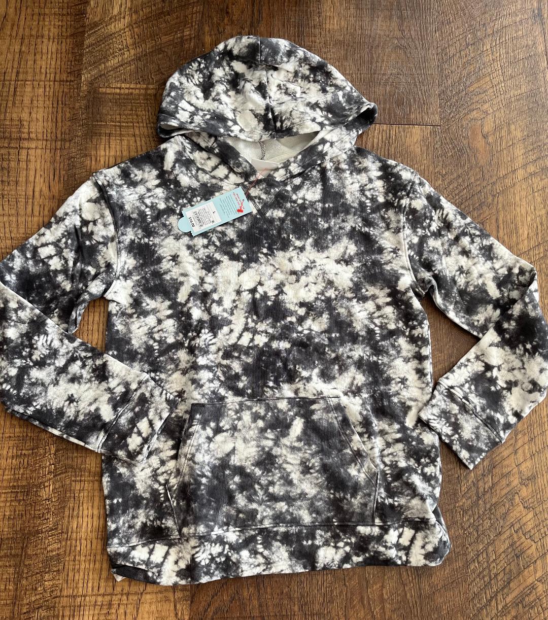 Dark Grey Tie-Dye Kids Hoodie Sweatshirt