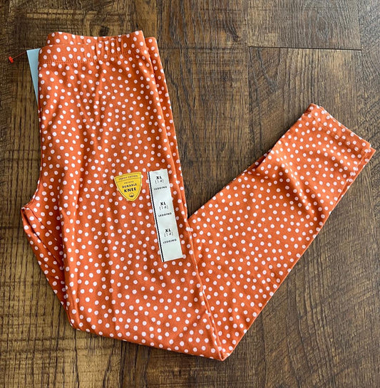 Girls Burnt Orange Polka Dot Art Class Leggings