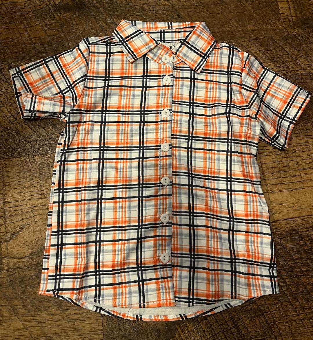 Short Sleeve Plaid Boys Shirt in a Size 6-7