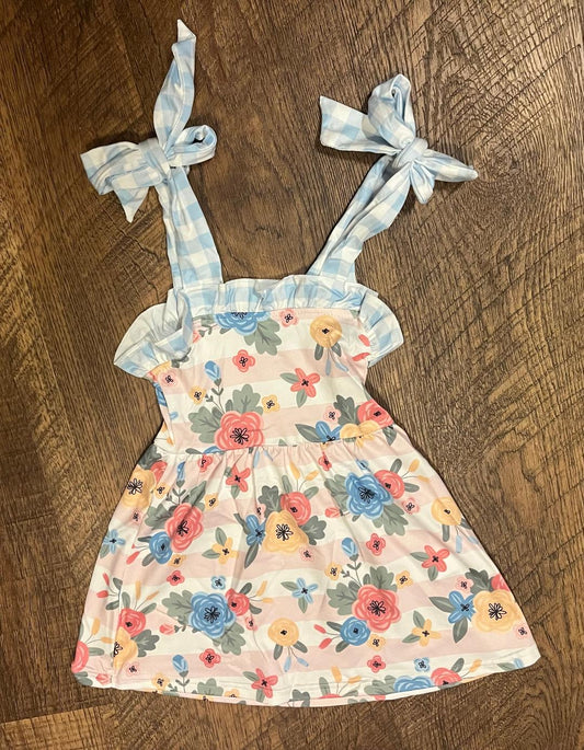 Floral and Gingham Strap Dress in a Size 18 Month