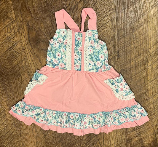 Floral and Pink Strap Dress in a Size 18 Month
