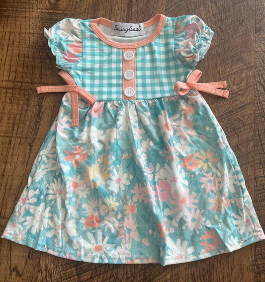 Mint Plaid Floral Dress in a Size 18 Month