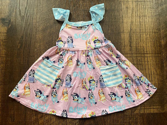 Pink Bluey Character Pocket Dress in a Size 18 Month