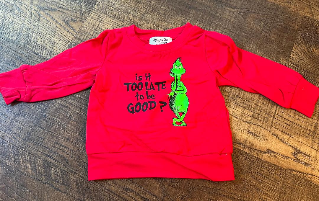 Grinch Long Sleeve Shirt in a Size 18 Month