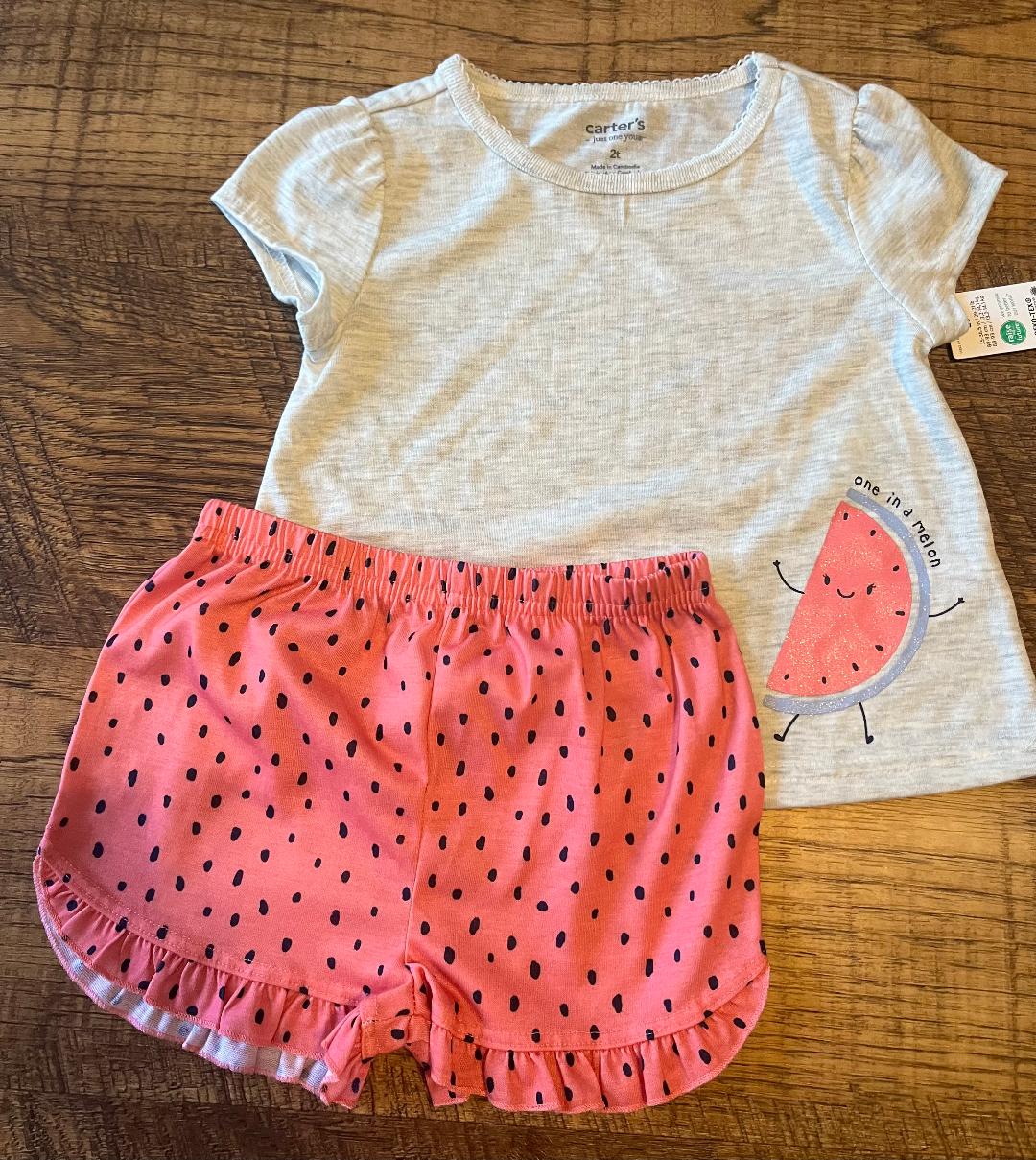 Carter's Watermelon 2 Piece Shorts Set in a 2T