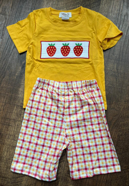 Strawberry Yellow and Red Boys Short Set in a size 4T