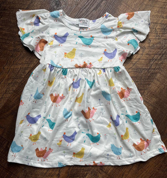 Rooster and Chicken Dress is a size 3T