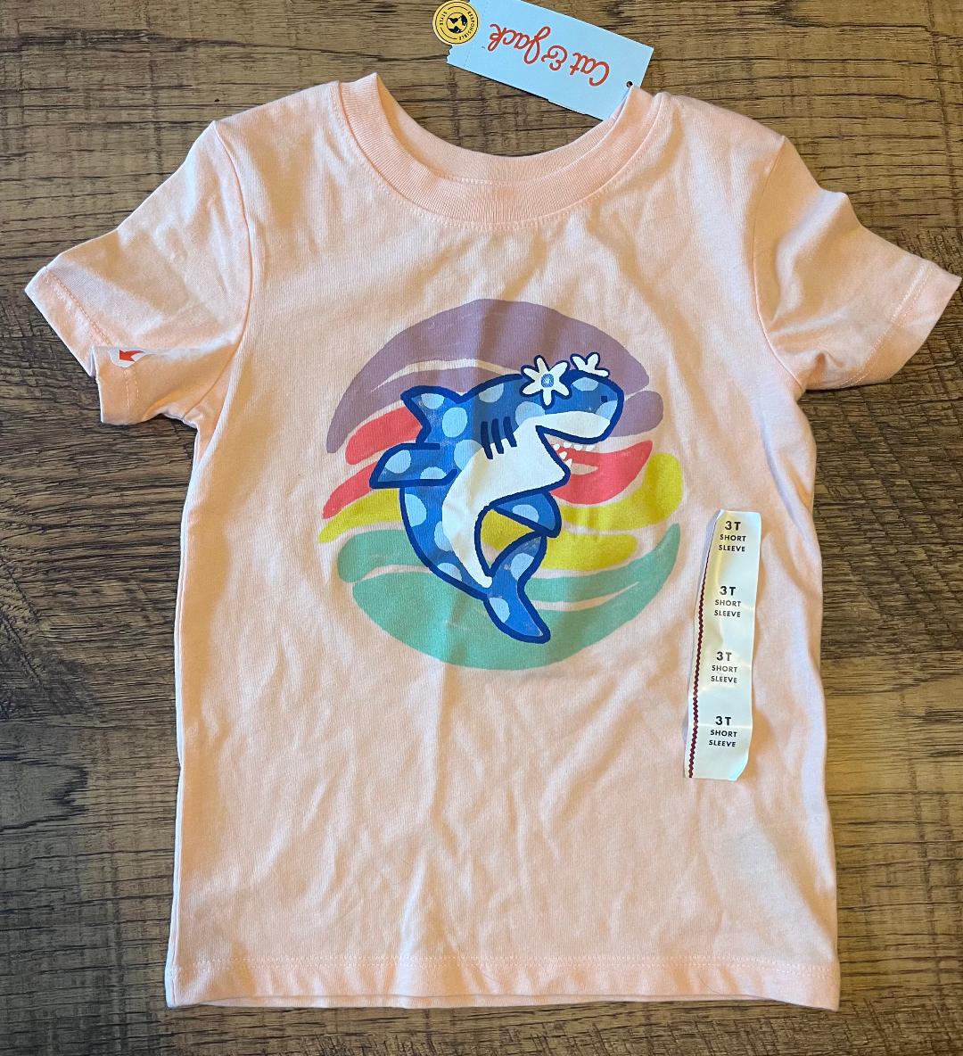 Cat and Jack Shark Short Sleeve Shirt in a Size 3T