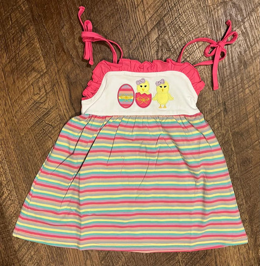 Premium Easter Egg Stripe Strap Dress in a Size 12 Month.