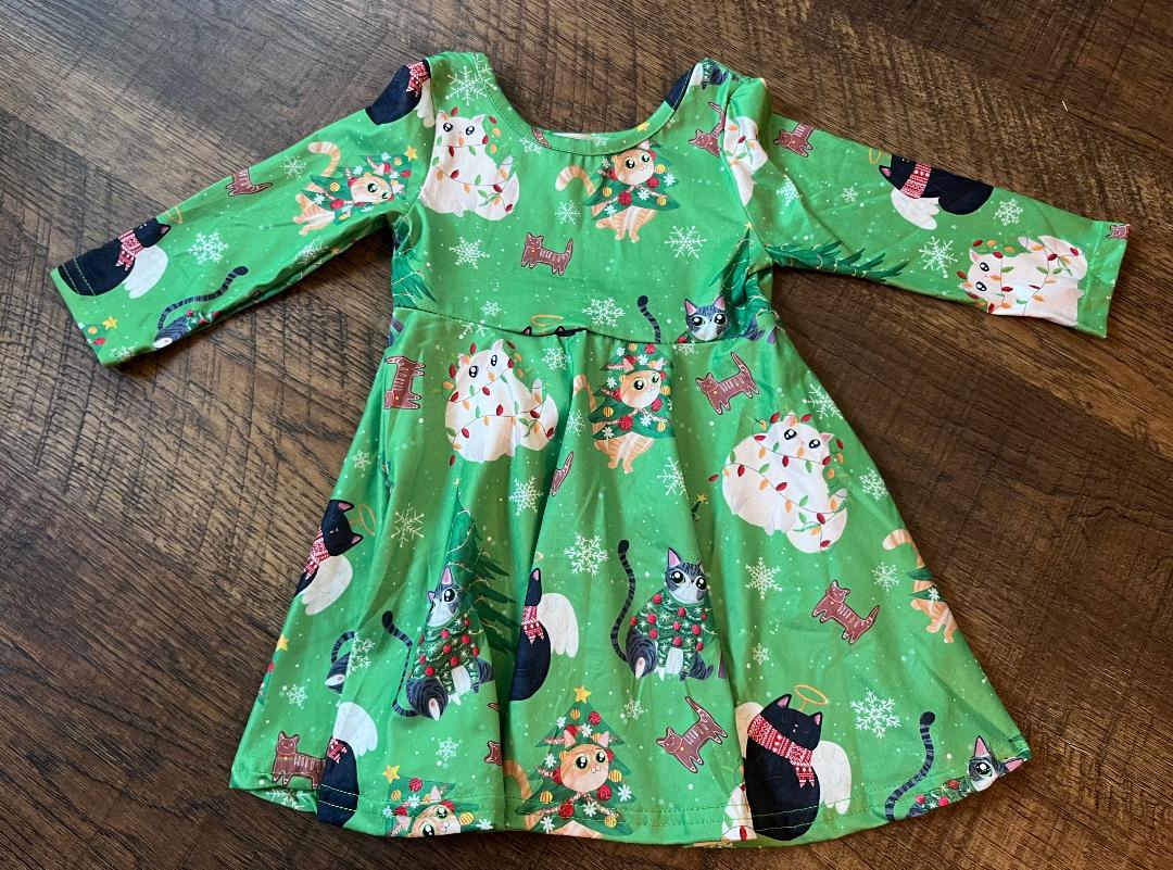 Cat Holiday Skater Dress in a size 18 Month