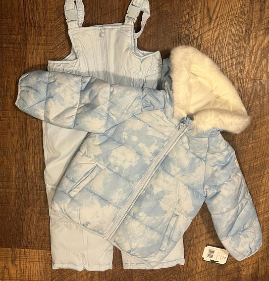 Powder Blue OshKosh Winter Jacket with Bib Overalls in a size 4T