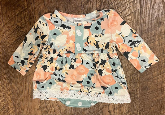 Green Floral Baby Girl Dress in a Size 6 Month