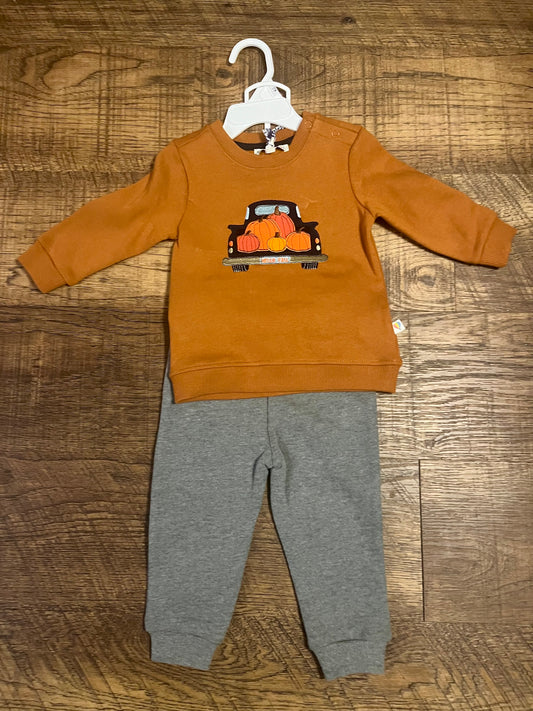 Dillards Adventure Wear Pumpkin Truck Jogging Set in a Size 12 Month