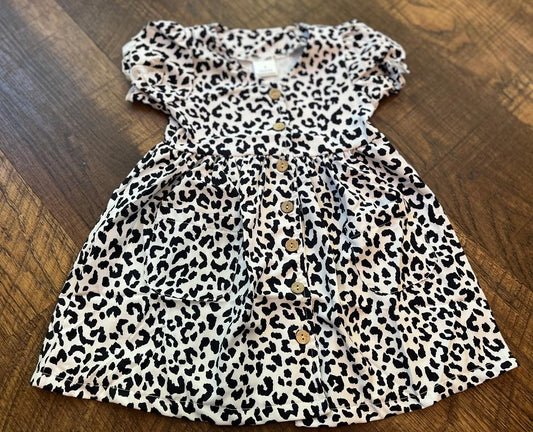 Black Leopard Print Dress in a size 2T