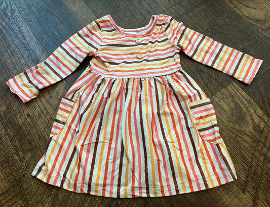 Multicolored Stripe Print Pocket Dress Size 2T