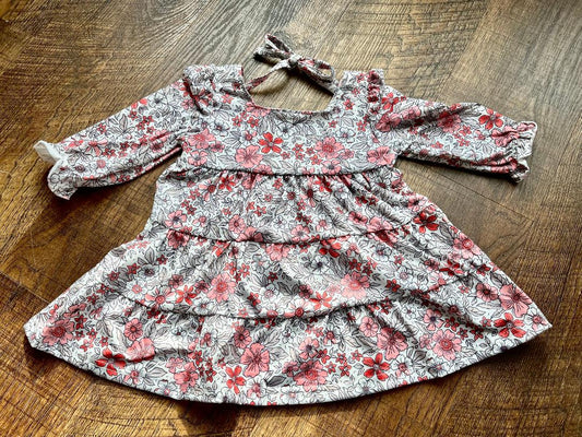 Pink Floral Print Dress in a Size 12 Month