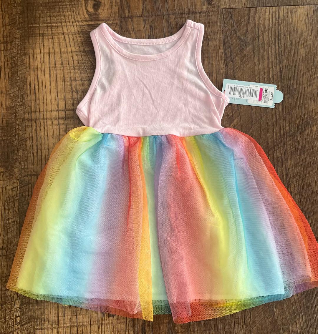 Cat & Jack Tank Dress with Flowing Rainbow Print Bottom