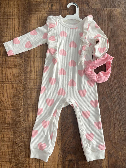 Cream/Pink Long Sleeve Cat & Jack Heart Outfit