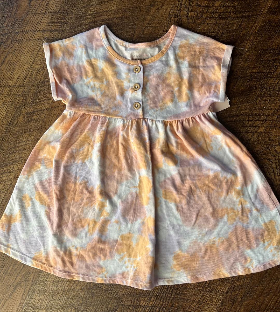 Grayson Mini Short Sleeve Tye Dye Dress in a Size 4T