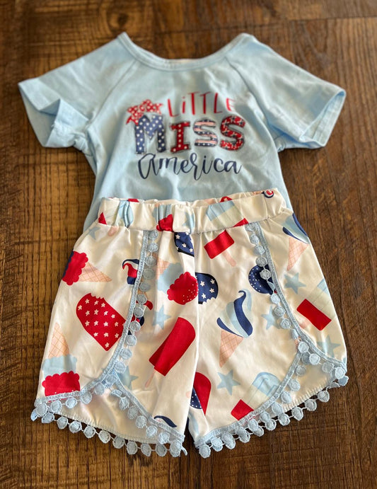 18 Month 2 Piece Little Miss America Short Set