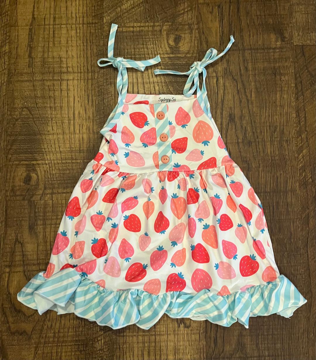 Strawberry Tie Toddler Tank Dress