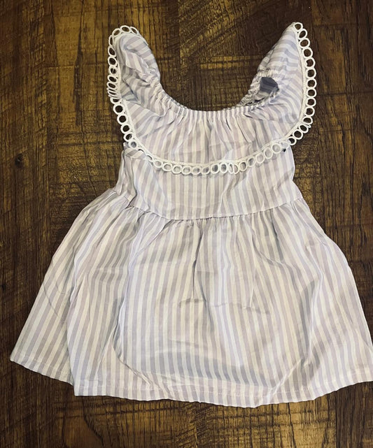 Lovely Lilac Striped Toddler Sleeveless Dress