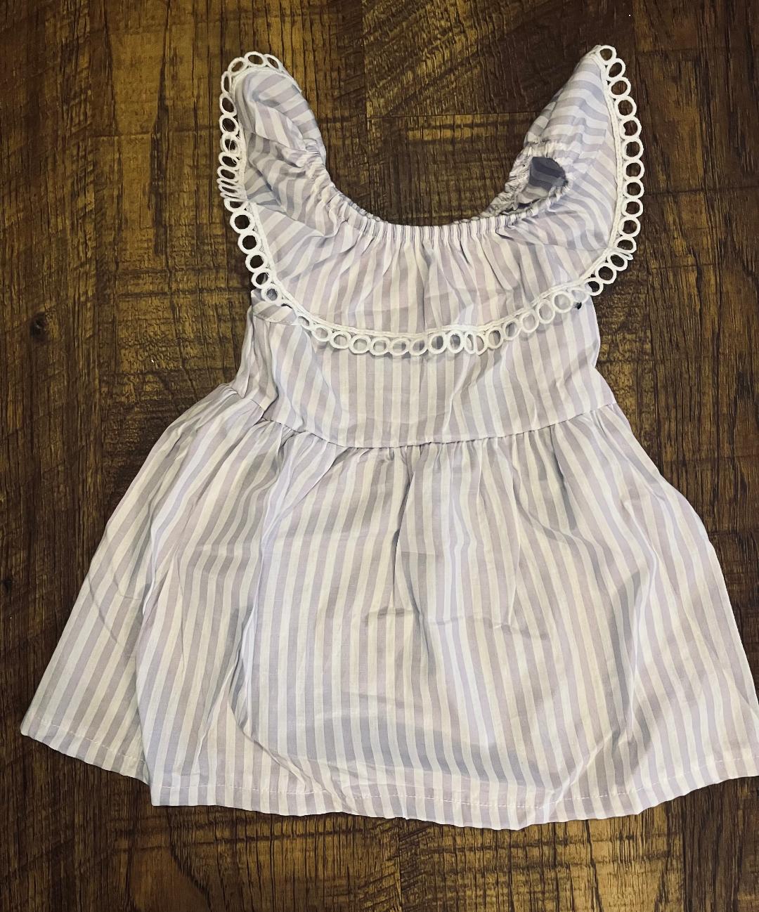 Lovely Lilac Striped Infant Sleeveless Dress